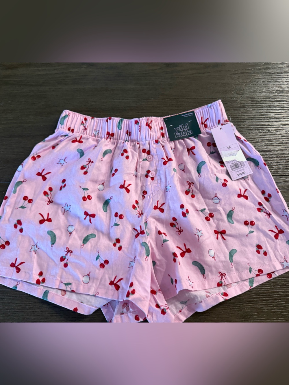 wild fable Pink Cherry & Bow Print Womens sleep Shorts size XS NWT